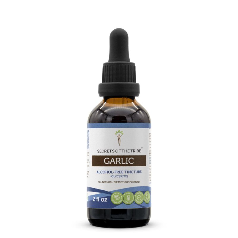 Secrets of the Tribe Garlic Tincture Alcohol-Free Liquid Extract, Garlic Dried Bulb (2 FL OZ)