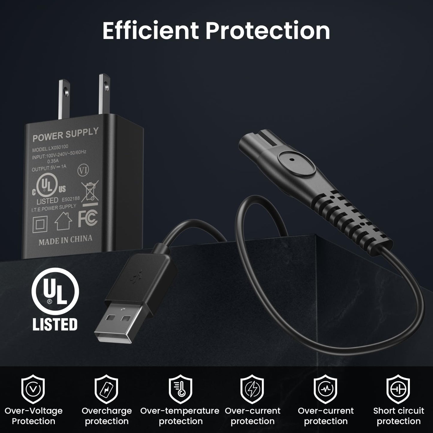 Xxszhy 5V Fast Charger Fit for Philips Norelco One Blade QP2724 QP2834 QP1324 QP4631 QP6542 QP6552 QP4530 QP1924 MG7910 MG5910 MG9510 MG9525 Fit for Phillips One Blade Trimmer Electric Shaver Razor