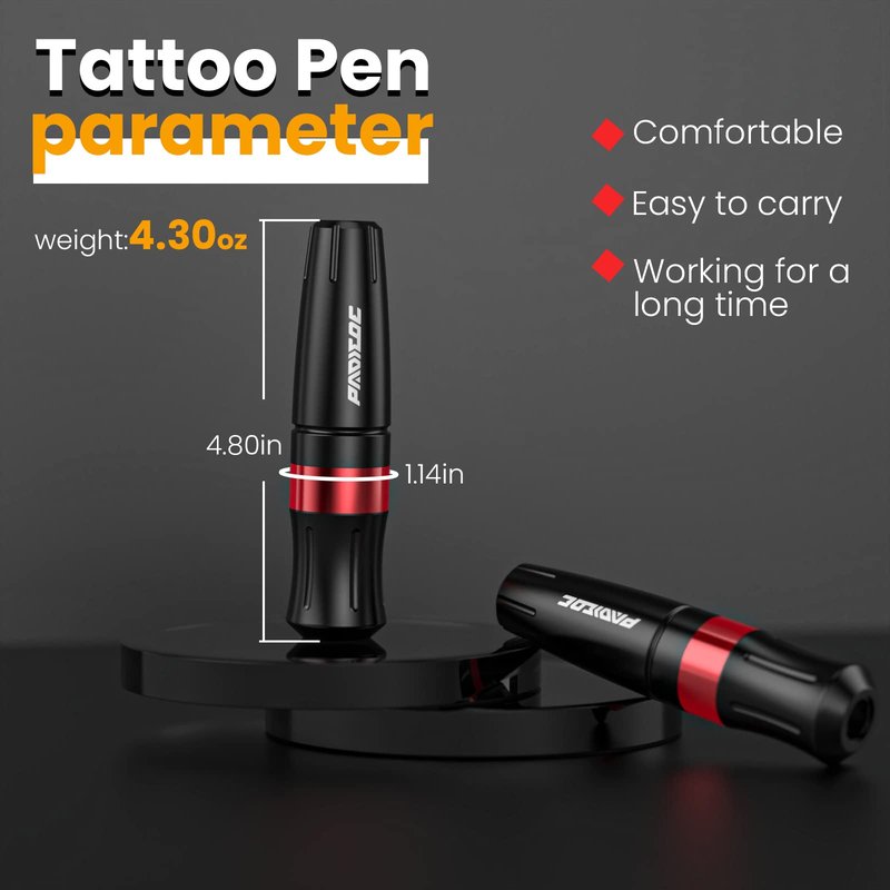 Padieoe Tattoo Kit Wireless Tattoo Machine Kit Rotary Tattoo Gun with 1,050 mAh Capacity Tattoo Power Supply Tattoo Practice Pen Kit for Beginners WTK219