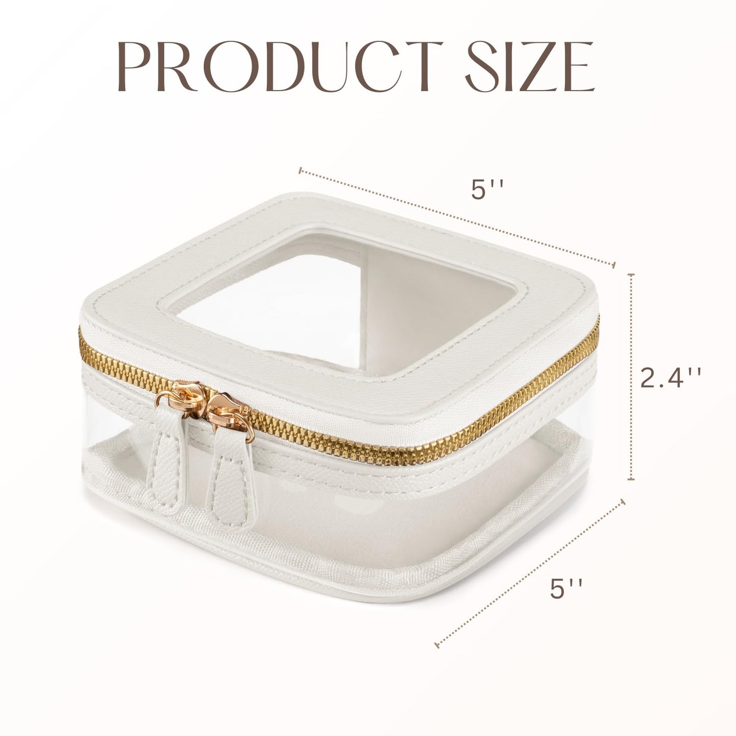 Oaque Clear Cosmetic Bag Set for Women Makeup Bag with Handle, TSA Travel Toiletry Bag Transparent Cosmetic Case Portable Make Up Organizer Bag for Essentials (White, Mini+S)