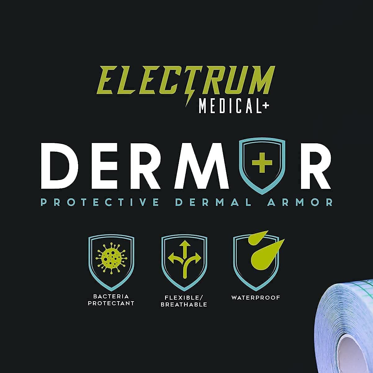 Electrum DERMOR Tattoo Aftercare Bandage Roll - Waterproof, Latex-Free Adhesive | 6" x 11 YD, Up to 100 Applications