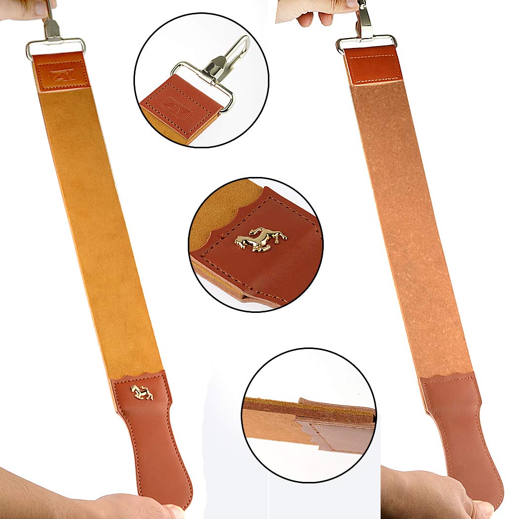 Grandslam Straight Razor Kit - Steel Cutthroat Shaving Set with Badger Hair Brush & Leather Strop | Perfect Gift for Men