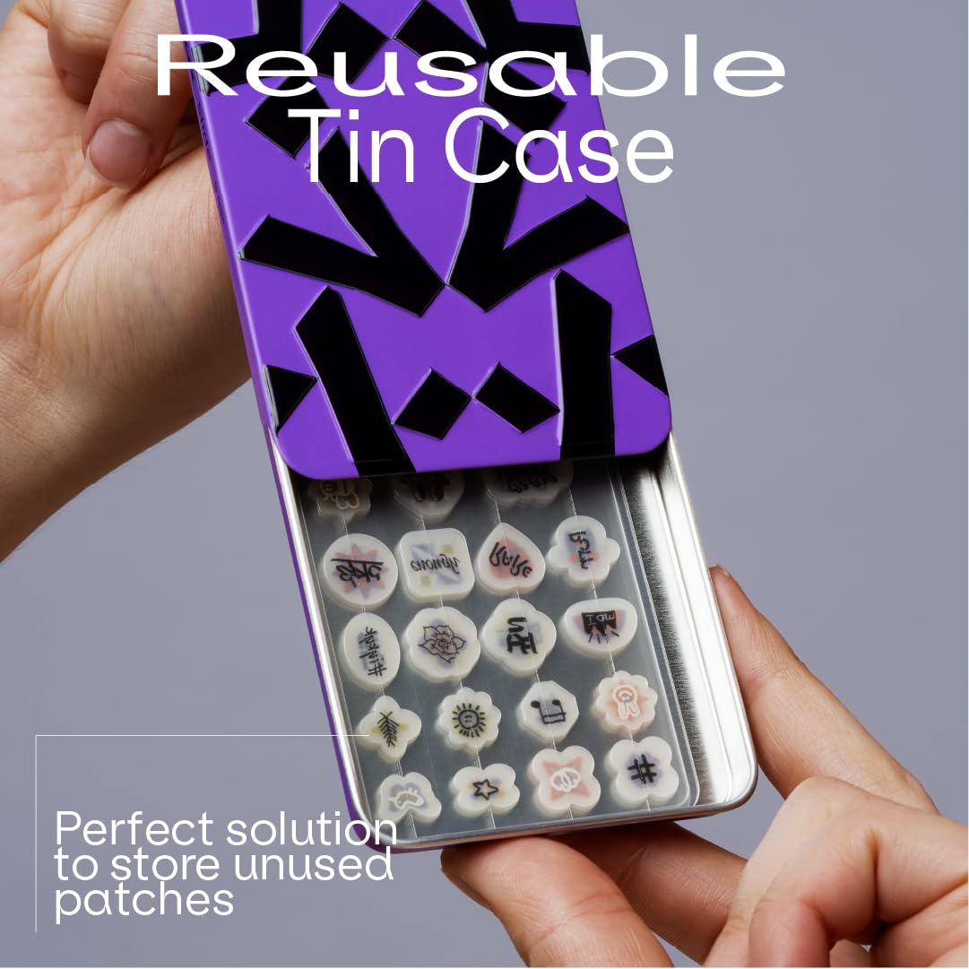 Cute Pimple Patches for Face – Tattoo Style Hydrocolloid Acne Patches (Confidence Patch Set) with Star Designs (66 Cute Patches) with a Tin Case – Vegan & Cruelty-Free