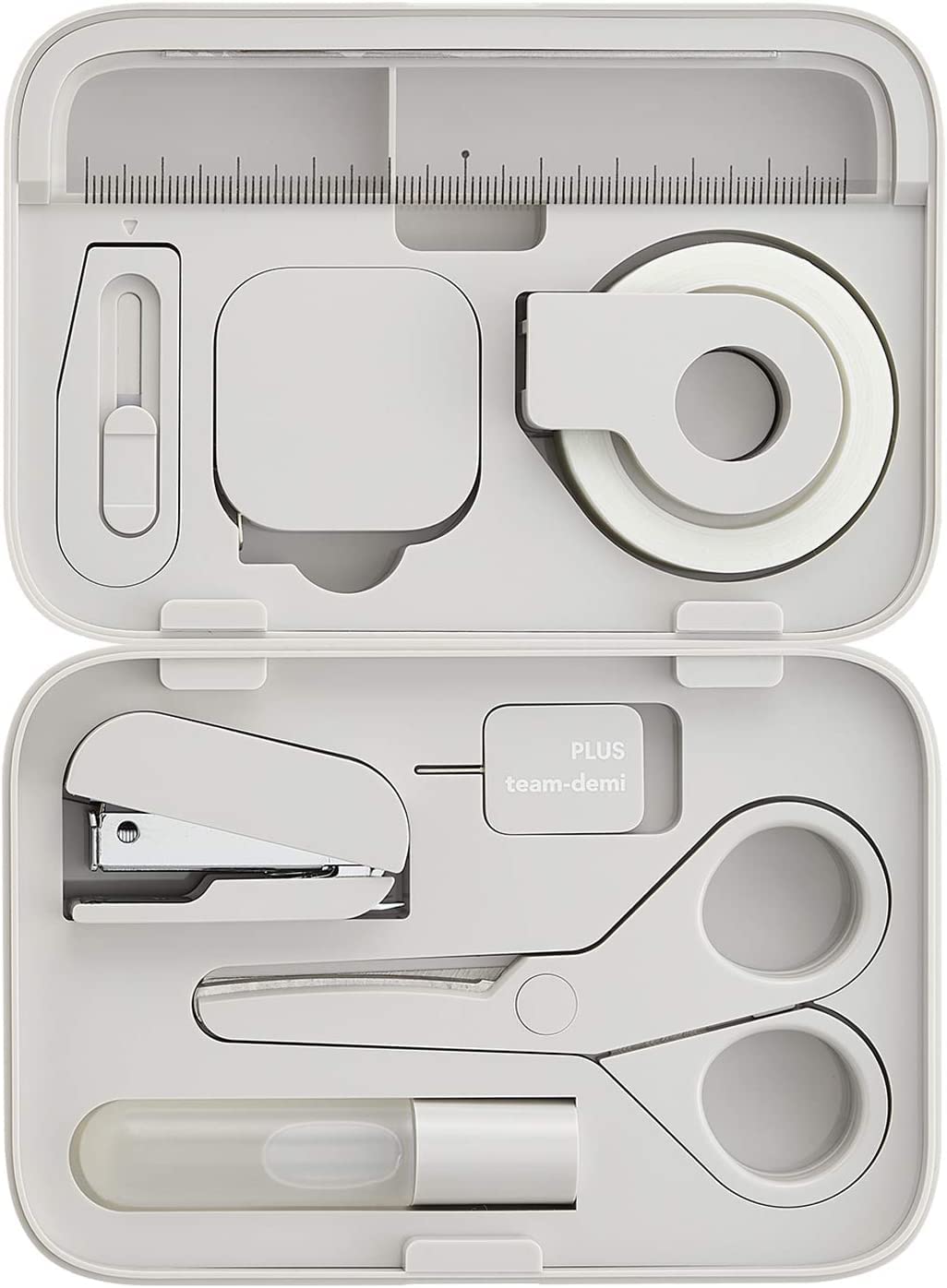 team-demi Plus Stationery Kit White (Scissors, stapler, tape, liquid glue, cutter, ruler, tape measure, pin for SIM card replacement) TD-001 30-210 With Original Stylus Ballpoint Touch Pen