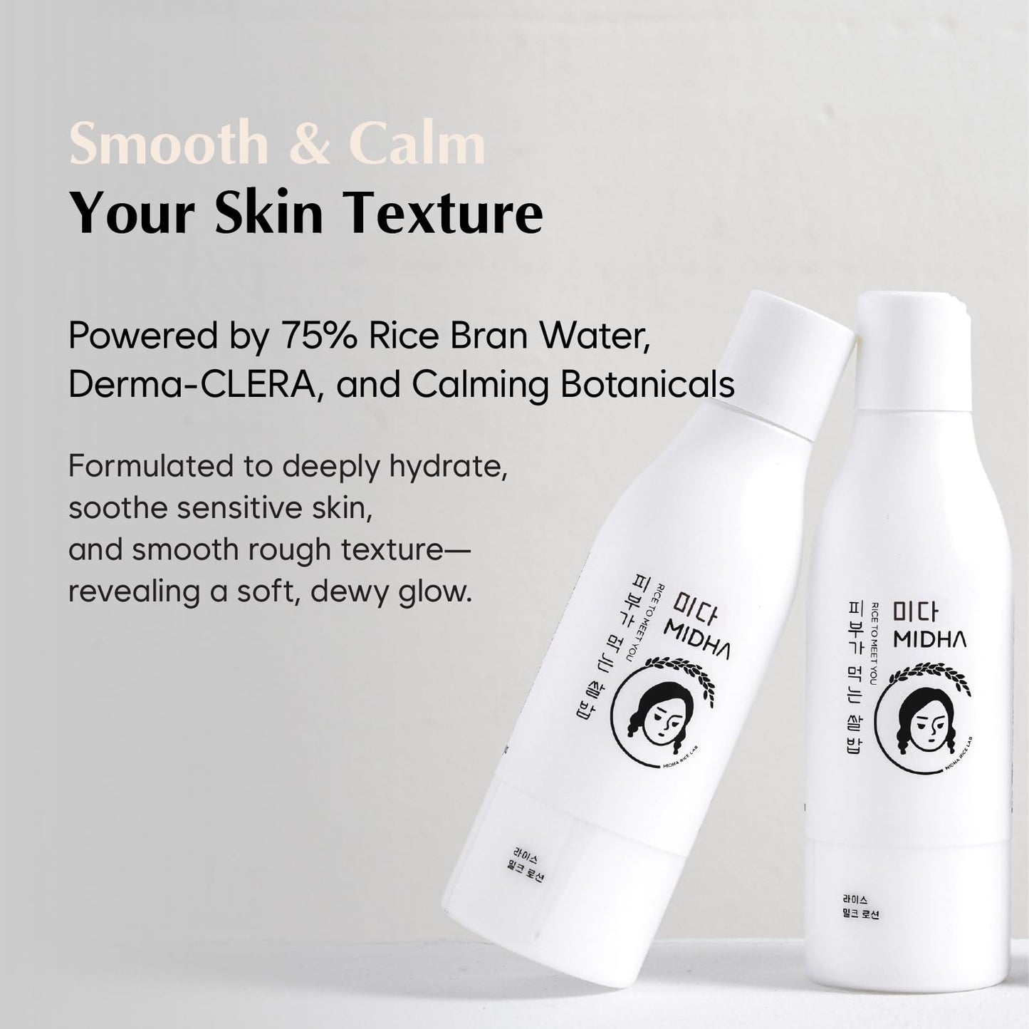 MIDHA Rice Milk Lotion 6.76fl.oz (200ml) with rice extract and rice water Facial moisturizer quick absorption and non sticky hydrating effect