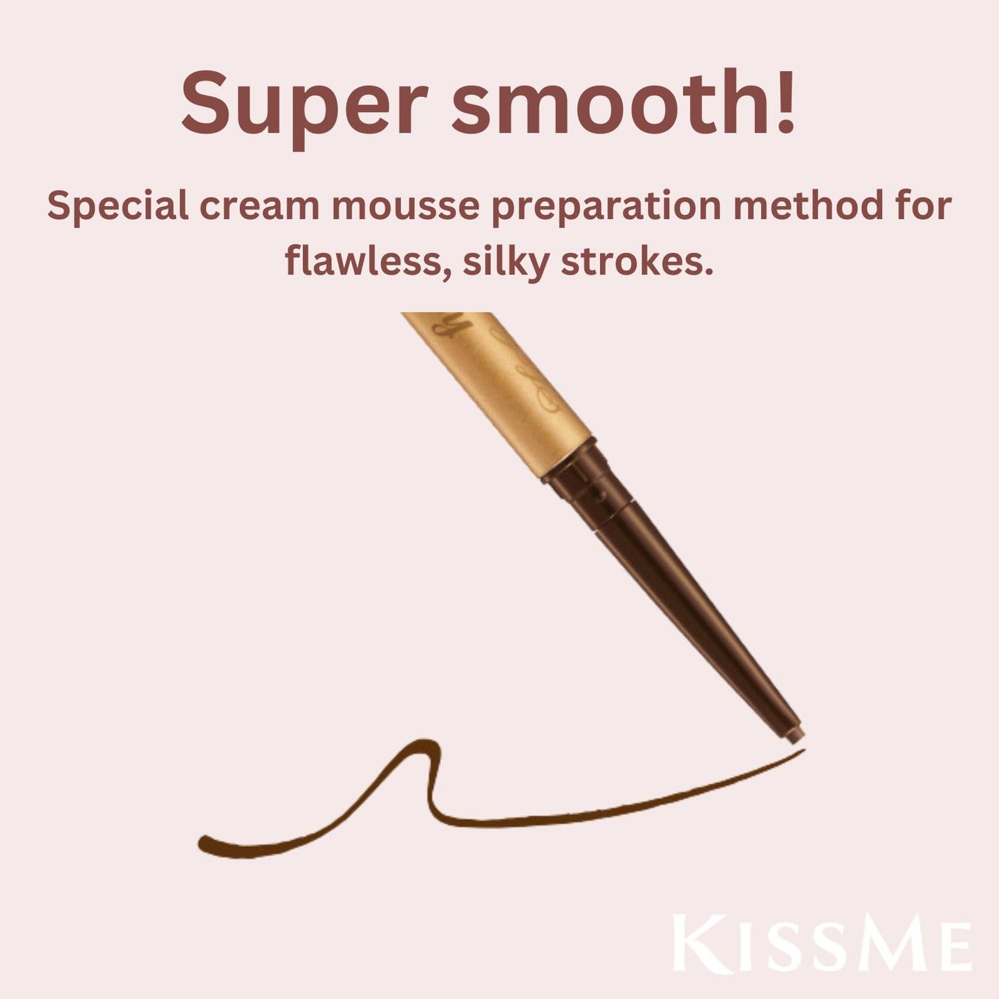 Heroine Make by KISSME Waterproof Eyeliner Pencil for All-Day Wear, Eyeliner Pencil for Cat Eye Liner Looks, Soft & Blendable Lines with a Smooth Glide, Rose Brown, Made in Japan, 1 EA, CREAM
