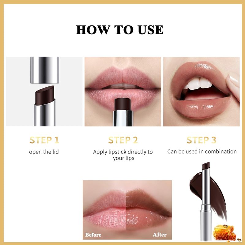 SHEEYOON Honey Lipstick Tinted Lip balm, Hydrating Nourishing Sheer Formula Lipstick, Natural Glossy Finish (1 PC BLACK)
