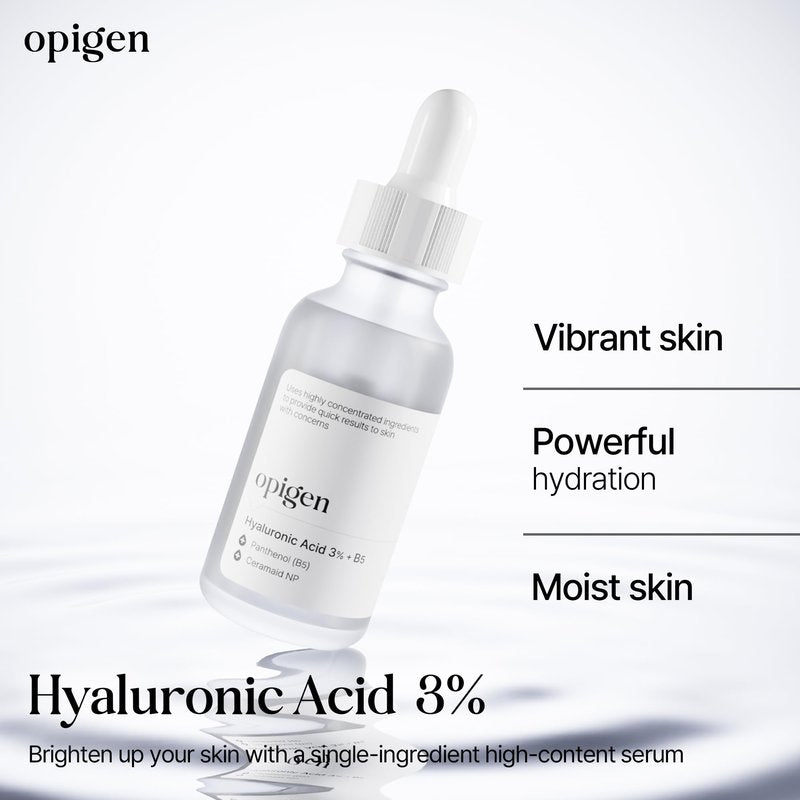 OPIGEN Hyaluronic Acid 3% + B5 Serum for Face with Panthenol, Ceramide, Intense Hydration, facial moisturizer, Visibly Plumped Skin 1oz Korean Skin Care