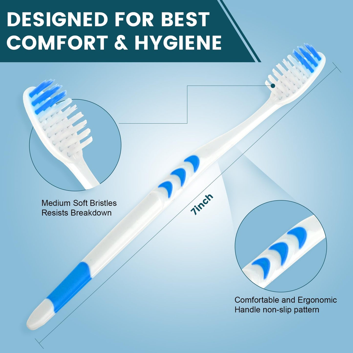 Navona 150 PCS Premium Individually Wrapped Bulk Toothbrush Pack, Disposable Toothbrushes, Kids Toothbrush, Medium Soft Bristle Toothbrushes, Ergonomics Handle, Perfect for Travel Hotel Donation