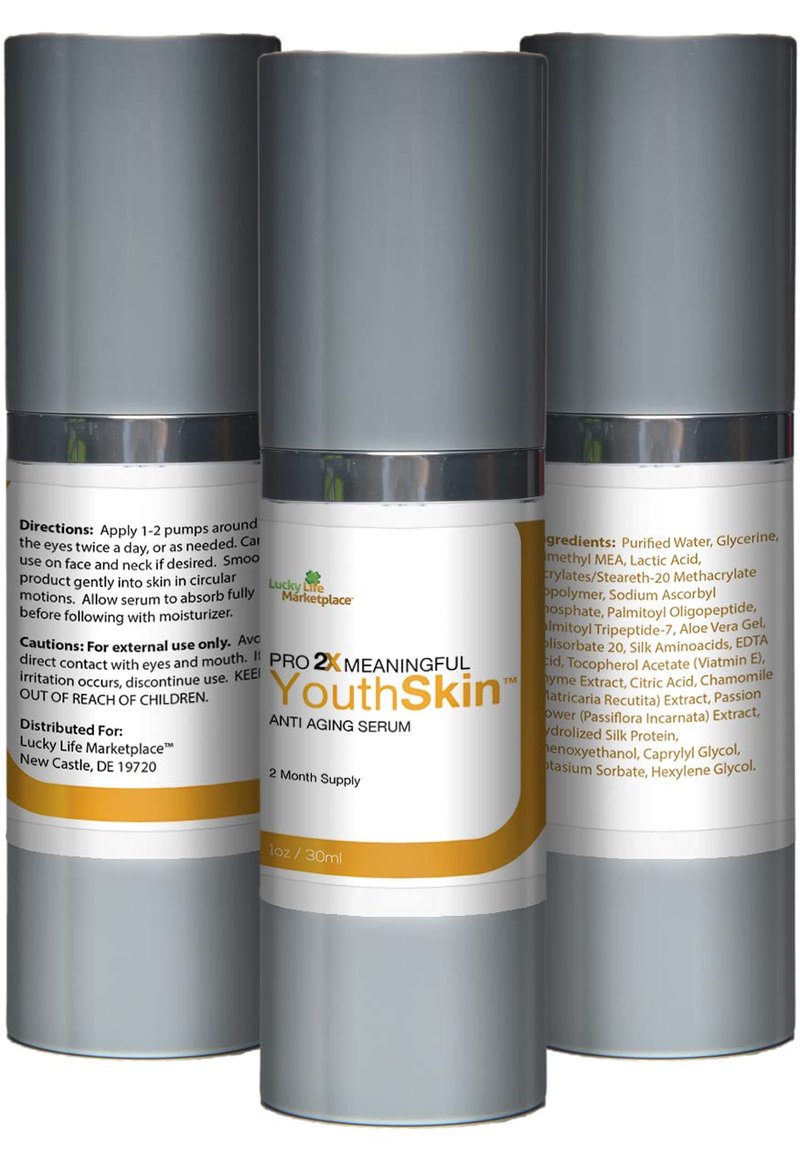 Pro 2x Meaningful Youth Skin Serum - Anti Aging Serum - 2 Month Supply - Gentle Exfoliating Lactic Acid Serum with Chamomile - Improve Skin Tone, Wrinkles, Pigmentation, Dark Spots - Help Soften Skin