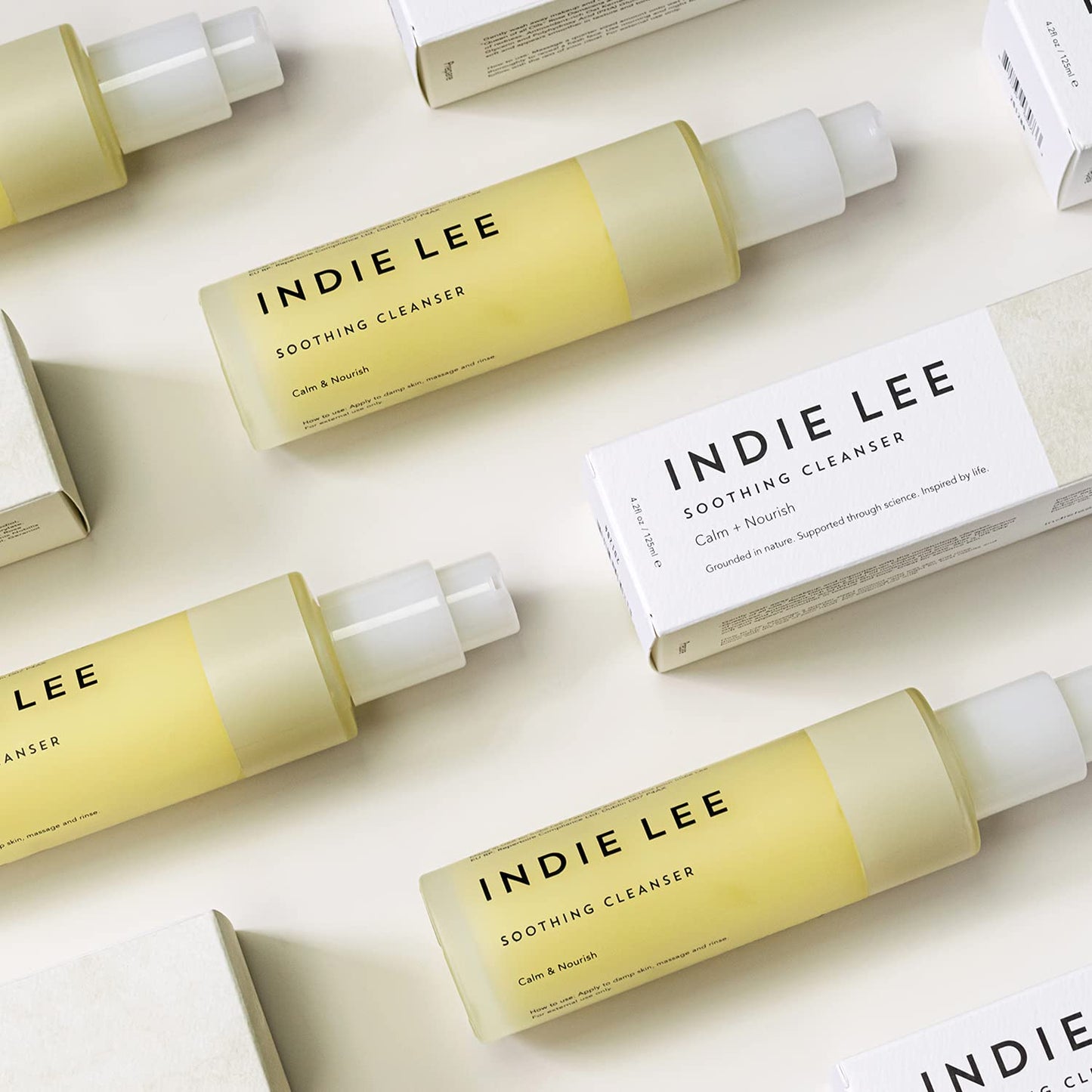 Indie Lee Soothing Facial Cleanser, Gentle, Moisturizing Face Wash + Makeup Remover for Sensitive Skin, Hydrate & Calm Redness with Rose Damascena & Chamomile Oil, Plump & Exfoliate with PHAs, 125ml