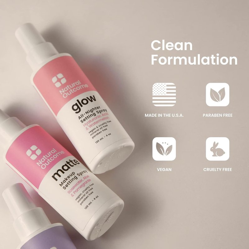 Glow Makeup Setting Spray - Mattifying Facial Mist with Hyaluronic Acid & Watermelon | Oil-Free Vegan Formula for All Skin Types, 4 oz