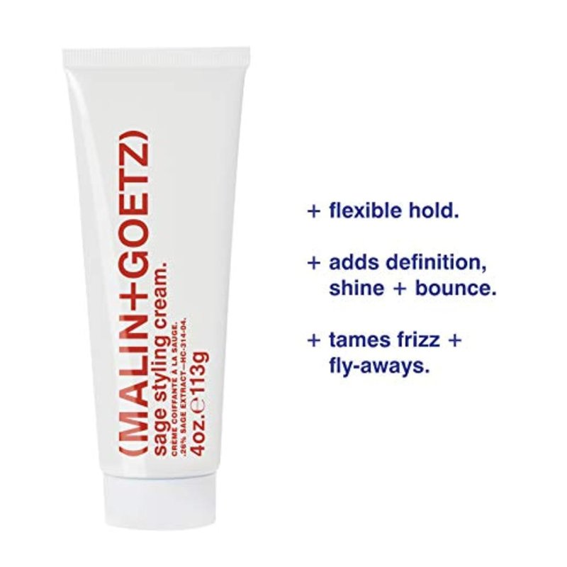 MALIN+GOETZ Sage Styling Cream - Flexible Hold for All Hair Types | Adds Shine, Definition & Volume | Nourishing Formula (1 Fl Oz / 4 Fl Oz)