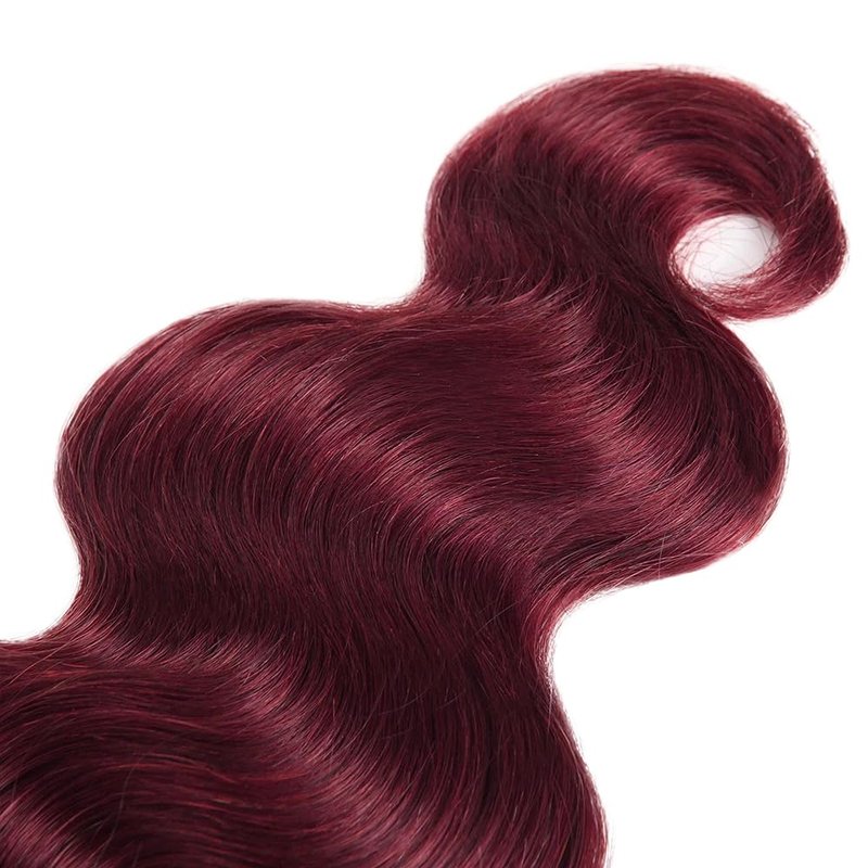 #99J Win Red Bundles Human Hair Body Wave Bundles 22 24 26 Inch Burgundy Unprocessed Brazilian Virgin Hair Deals Quick Weave Hair Extensions 3 Bundle 50 Gram Per Bundle For Woman
