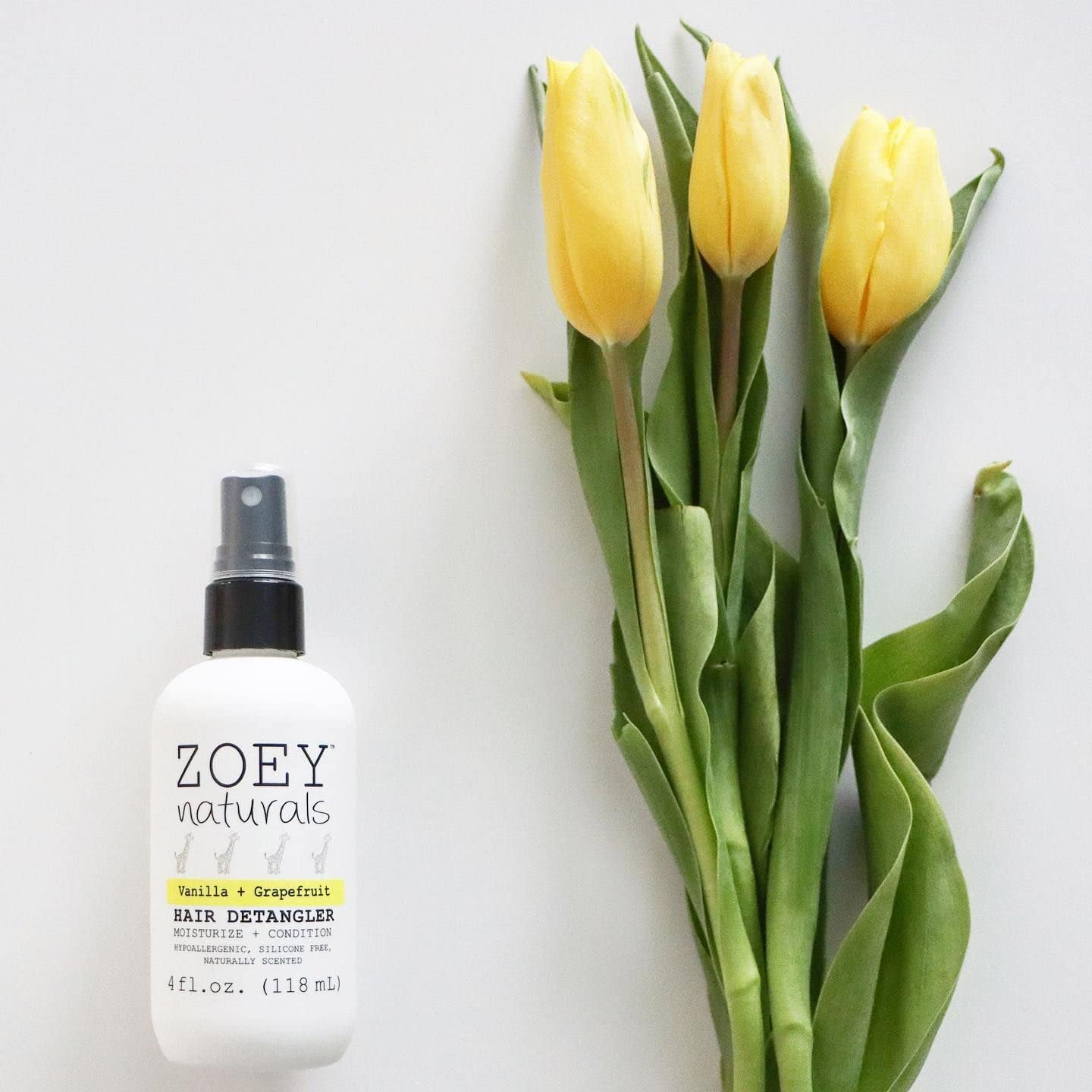 Zoey Naturals - Vanilla Grapefruit Hair Detangler Spray for Kids - Moisturizes Scalp & Fights Tangles & Dry Hair - Non-Toxic Tear-Free Leave-In Conditioner Treatment for Babies - Made in the USA, 4 Oz