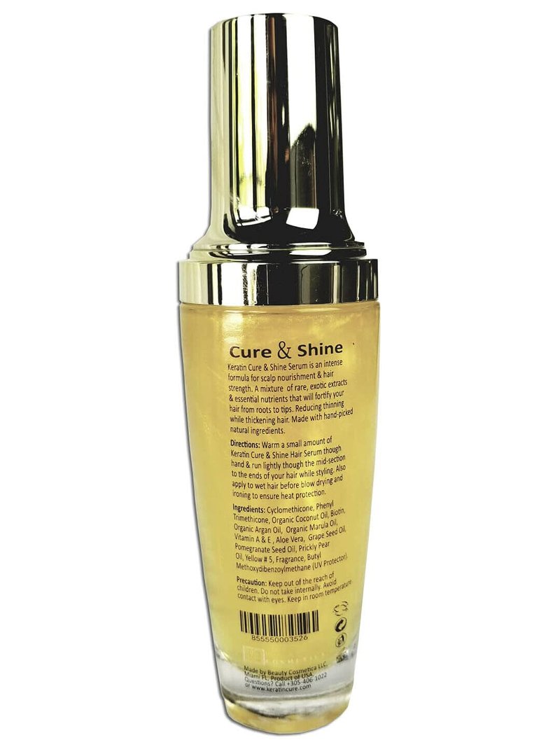 Keratin Cure Hair Serum - Anti-Frizz, Shine & Heat Protectant with Argan, Marula & Coconut Oil | Lightweight Leave-In Treatment for Straight, Wavy & Curly Hair | Men, Women & Kids