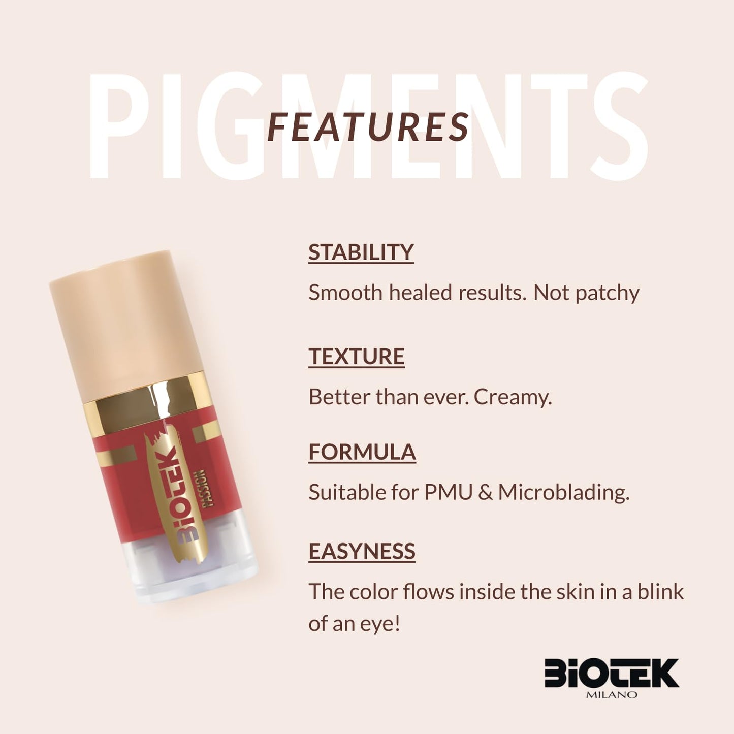 Biotek Lip Pigment - Coral Red Permanent Makeup | 0.24 fl. oz. Made in Italy