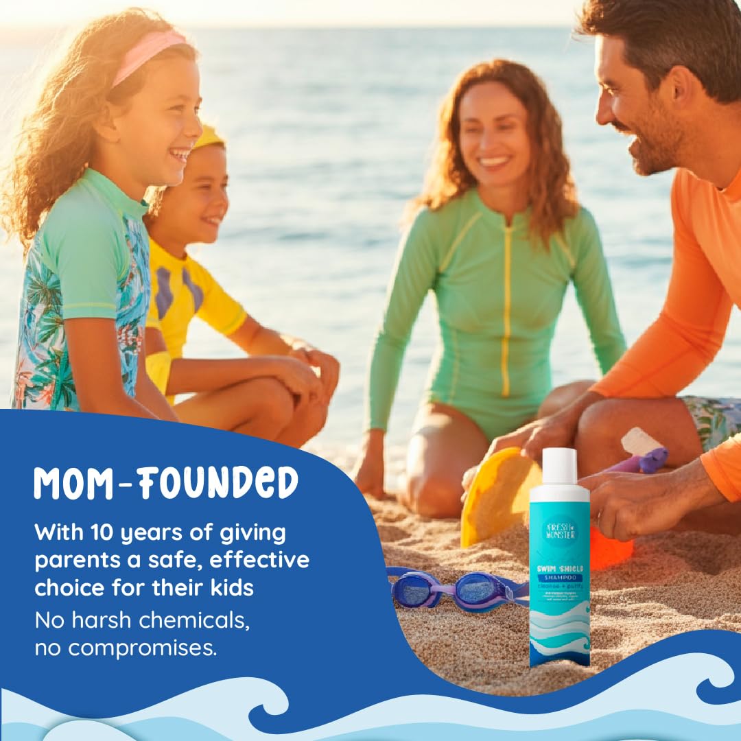 Fresh Monster Kids Swim Shampoo – Chlorine Removal Clarifying Shampoo for Swimmers – Sulfate-Free, Tear-Free, Post-Swim Hair Wash for Kids, 8.5 oz