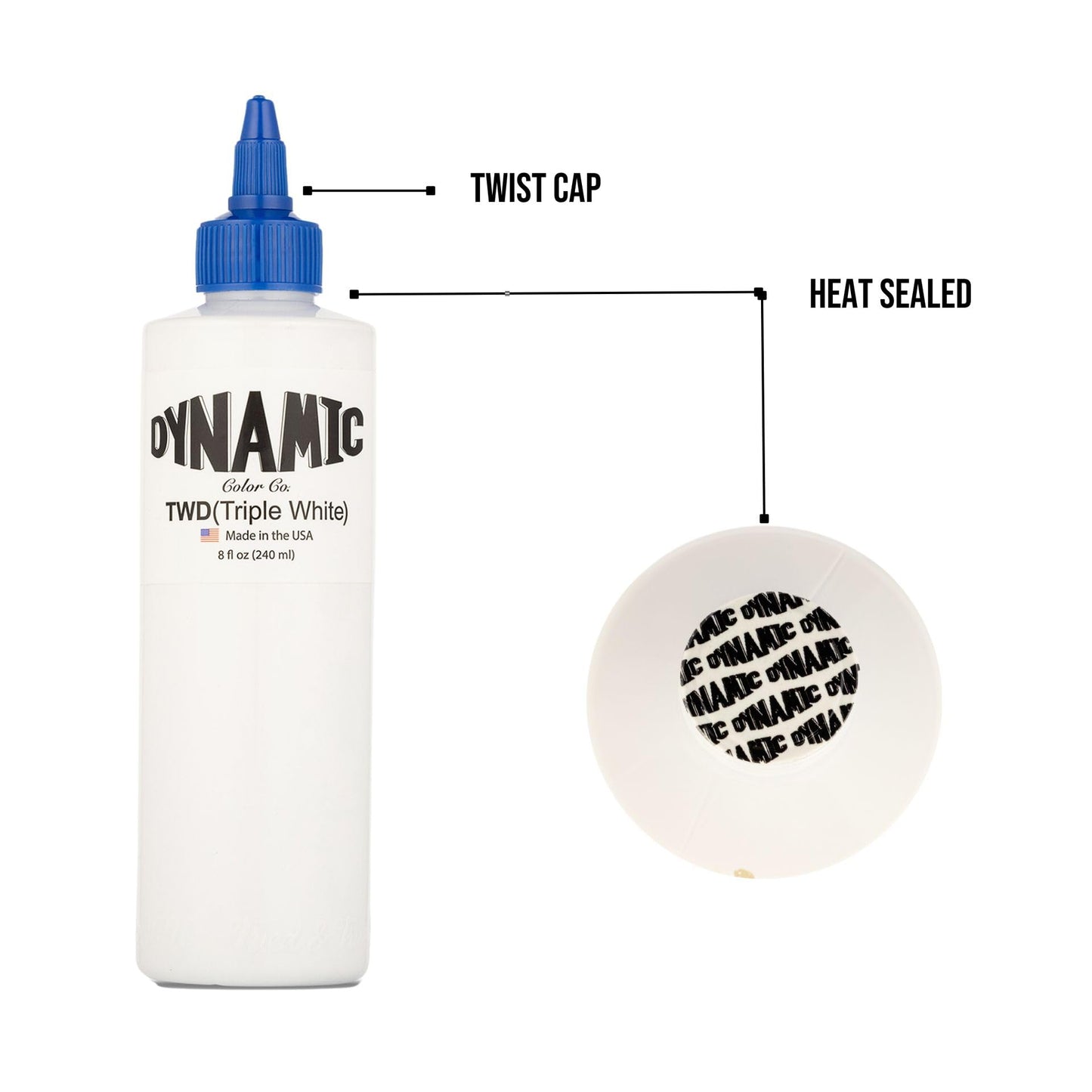 Dynamic Color Co- Triple White Tattoo Ink, Sterilized, Made in USA, 8 oz Bottle