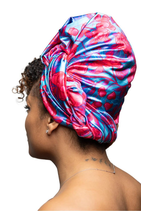 Ecoslay Satin Headwrap, Large, Cerulean, 23 x 70 inches (Cerulean)