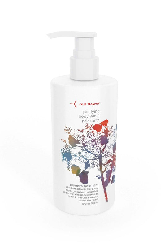 Red Flower Palo Santo Purifying Body Wash – Cleanse & Hydrate Botanical Shower Gel with Organic Fruit & Leaf Extracts for Hydrated, Radiant Skin (10 oz)