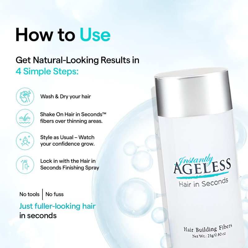 Instantly Ageless® Hair in Seconds™ Hair Building Fibers – Hair Thickening Fibers for Thinning Hair & Hair Loss for Fuller-Look - 0.83 oz (23g) - Light Brown