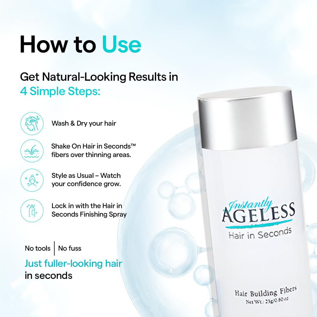 Instantly Ageless® Hair in Seconds™ Hair Building Fibers – Hair Thickening Fibers for Thinning Hair & Hair Loss for Fuller-Look - 0.83 oz (23g) - Light Brown
