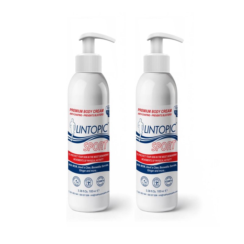 LINTOPIC Anti Chafing Cream for Women & Men (2 Pack) – Prevents Thigh Chafing, Friction & Skin Irritation – Fast Absorbing Non Greasy Formula for Running, Cycling & Sports – 3.38 fl oz Each