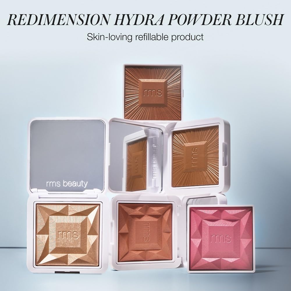 RMS Beauty Redimension Hydra Powder Blush - Hydrating Talc Free Blush for Cheeks - Luminous Shimmer Blush with Jojoba Oil - 0.15 oz