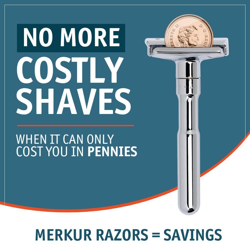 MERKUR FUTUR Adjustable Double Edge Safety Razor, Adjustable Razor With Dial, Made in Germany, Plastic-Free, Snap-On Cap Design, Straight Bar
