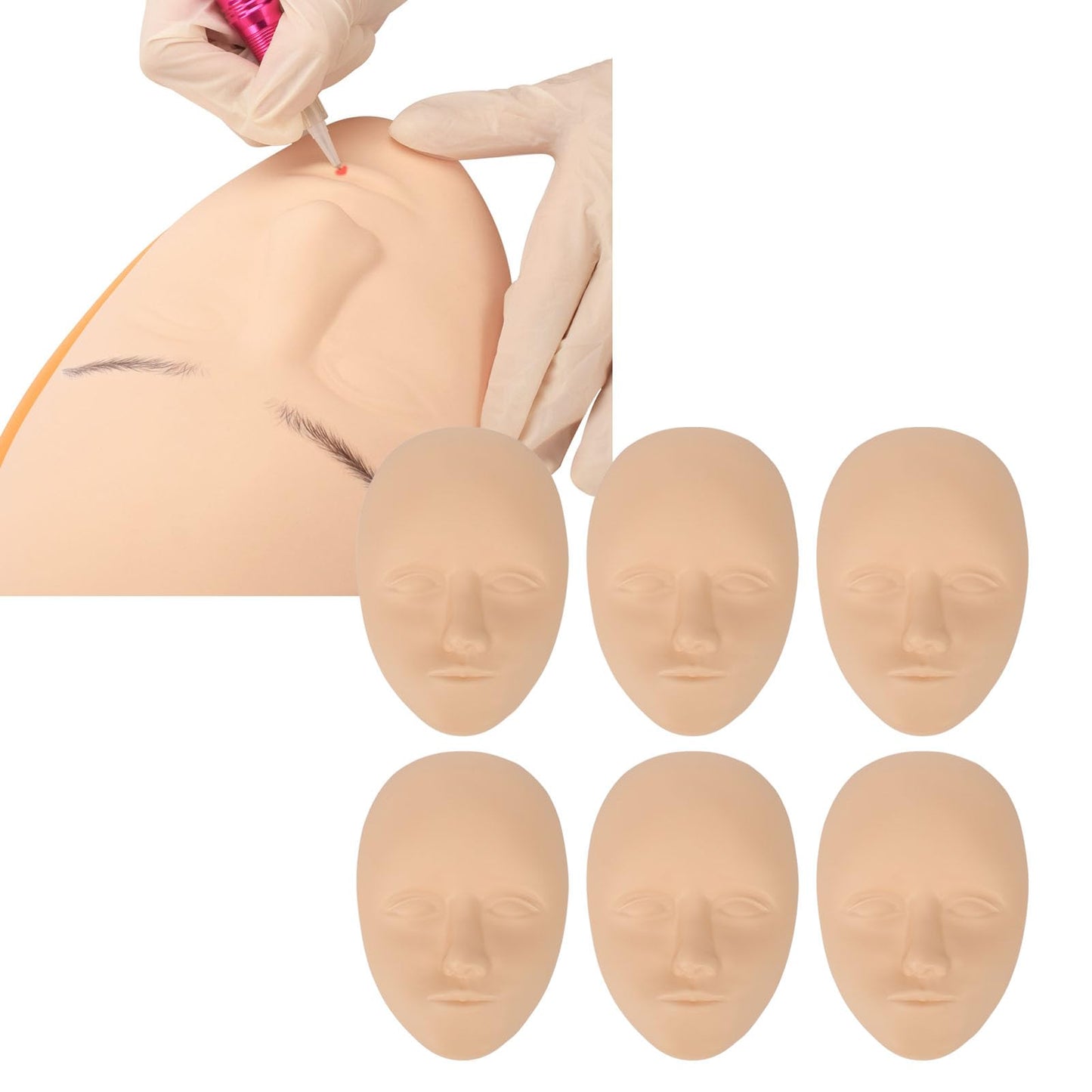 Face Practice Skin, 10 Pcs 3D Practice Face Skin Practice Skin Face Microblading Eyebrow Eye Lip Silicone Fake Skin for Beginners Experienced Artists