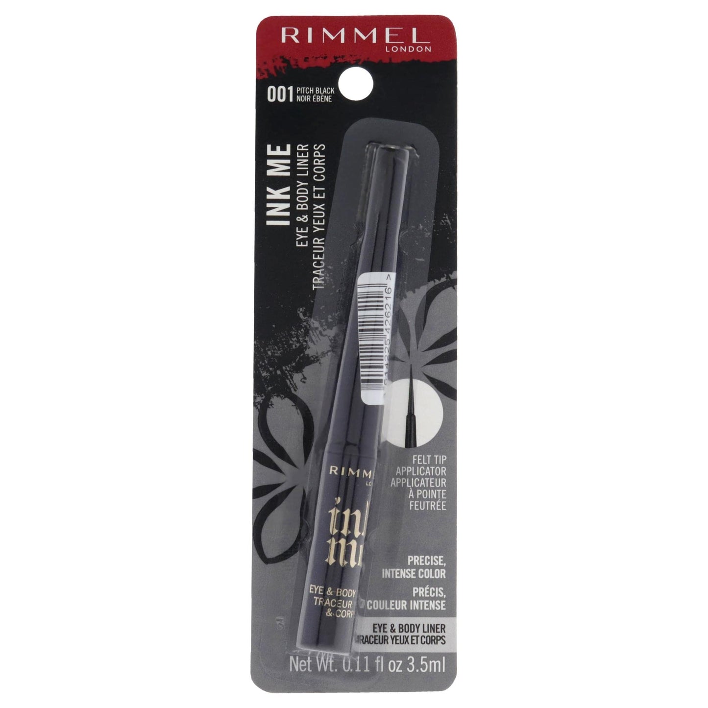 Rimmel London Ink Me Eyes and Body - 001 Pitch Black Eyeliner Women 0.11 oz