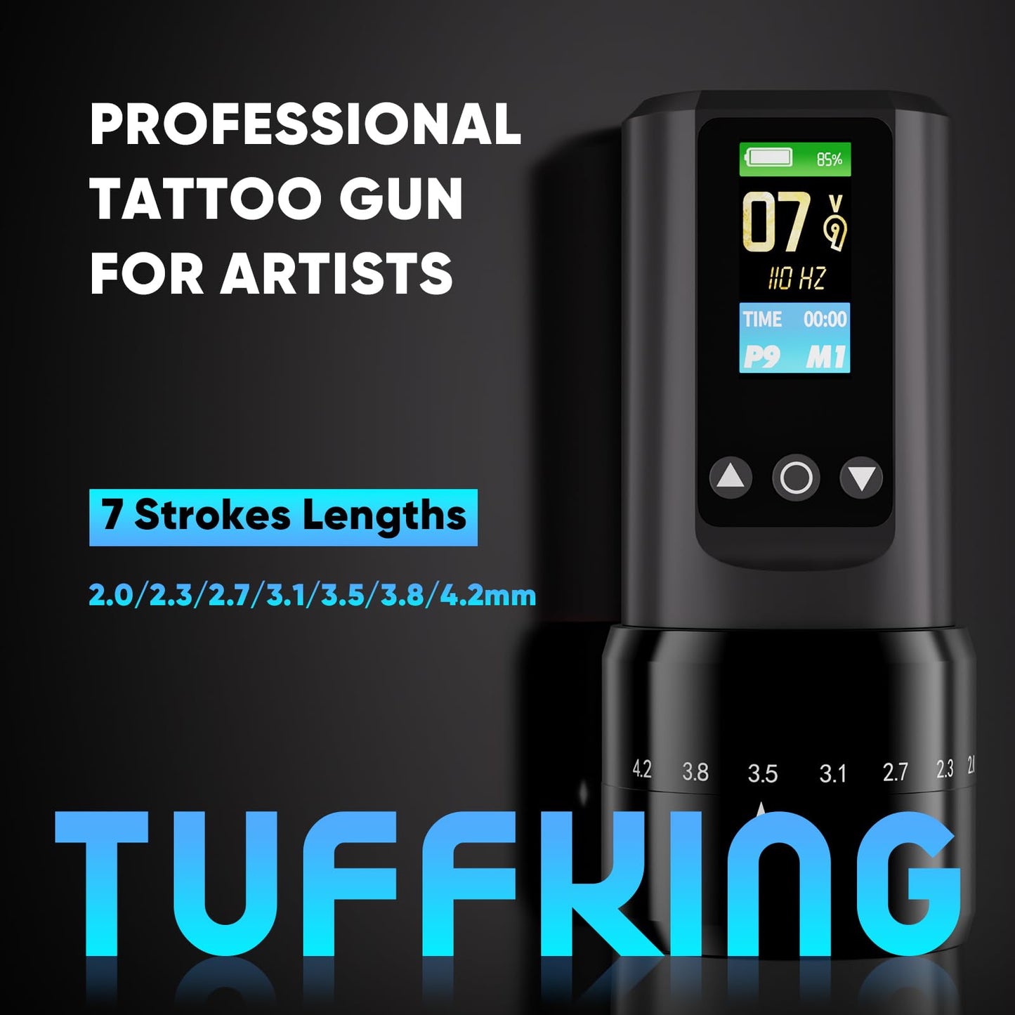 Tattoo Kit, Wireless Tattoo Gun Machine Kit, Complete Beginners Tattoo Supplies Set, 7 Strokes Length Tattoo Pen with Digital LED Display, 1,600mAh Battery, 20Pcs Cartridge Needles