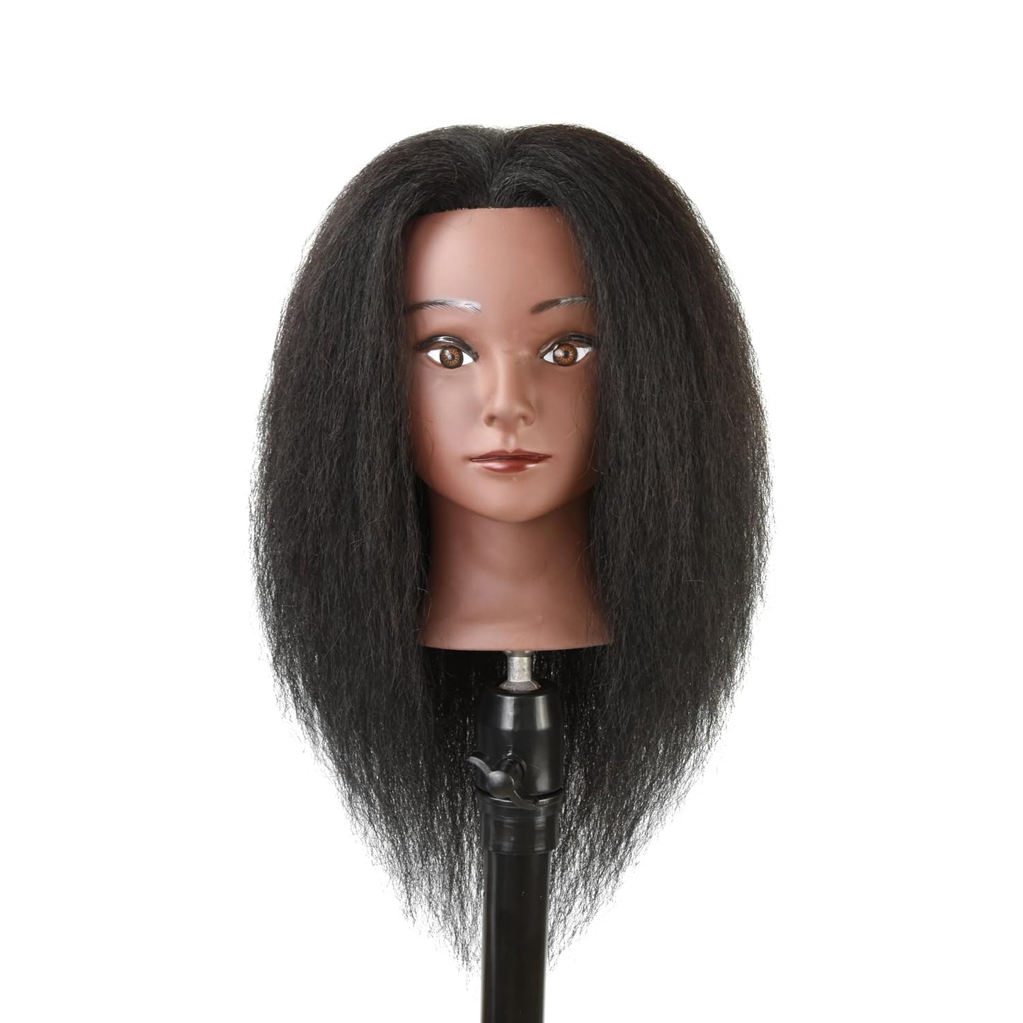 Mannequin Head Hair Styling Training Head 14 inches Manikin Cosmetology Doll Head for Hairdresser Practice Braiding with Clamp Stand (Black)