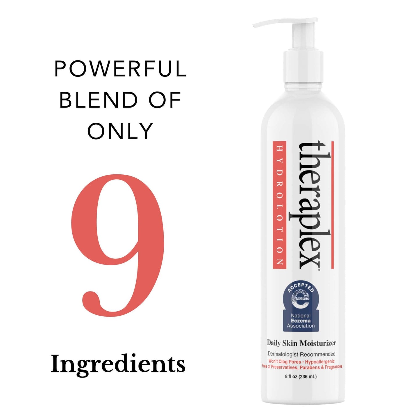 THERAPLEX Hydrolotion - Daily Skin and Body Moisturizer, No Parabens Or Preservatives, Noncomedogenic, and Hypoallergenic, Fragrance-Free, Dermatologist Recommended 3 Pack