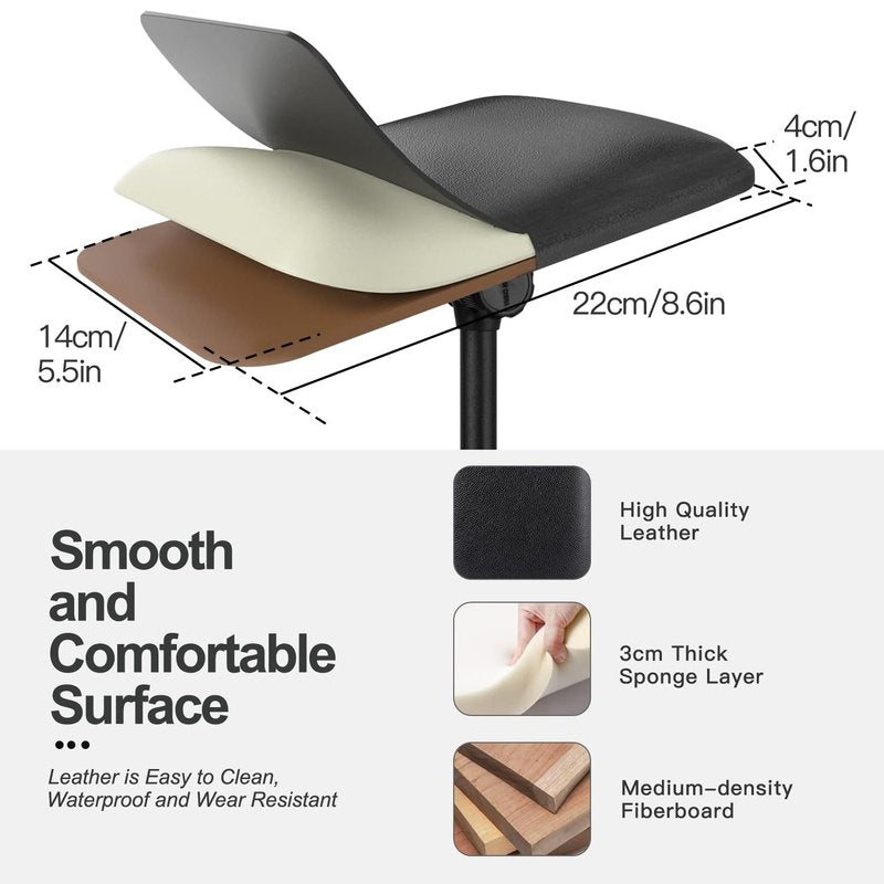 Tattoo Arm Rest Stand with Tray - PU Leather Sponge Covers 50PCS Waterproof Square Leg Rest Foldable Sponge Pad Tripod with Adjustable Height and Tilt Arm Bar Pad