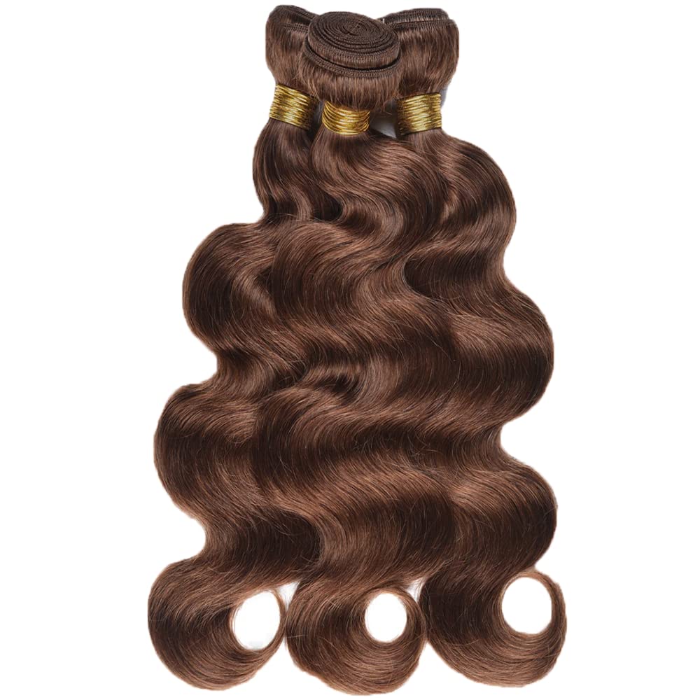 Body Wave Human Hair Bundles - Chocolate Brown Color #4 | 3 Bundles, 10 Inch Length