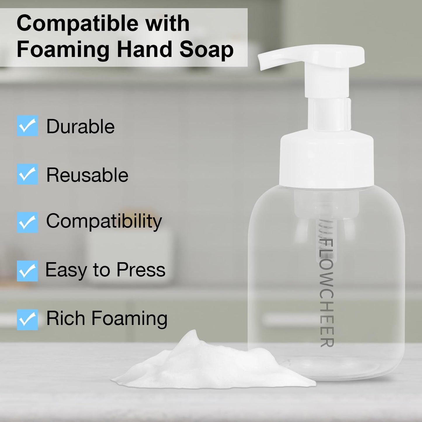flowcheer Foaming Hand Soap Tablet Refills+ Pump Bottle Dispenser 12 OZ/350 ML Refillable with 12 Pack Variety Fragrance Soap Refills Tablet