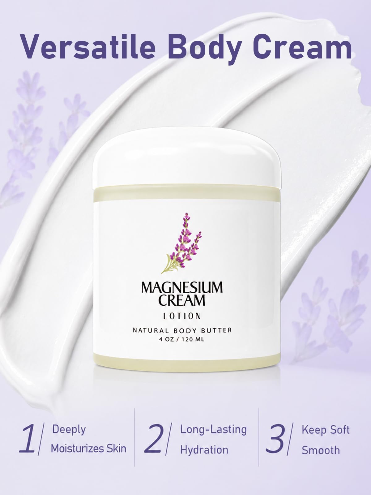 HUSPUR Magnesium Cream, Magnesium Lotion with Arnica, Soothing Relaxation with Natural Magnesium Ingredients Hydrating & Nourishing for Joints, Apply to Before Bed, 2 Pack