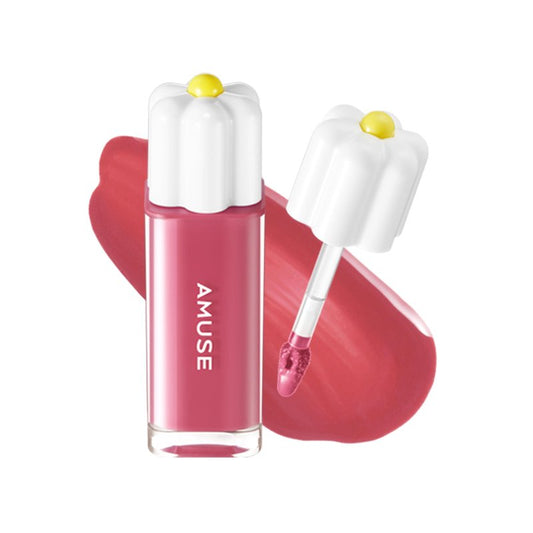 Amuse SEOUL Daisy Flower Dew Tint (12 SUNDAY) - Glossy Moisturizing Lip Stain, Watery Glow Lip Tint, Long Lasting Color, Dewy Finish, Vegan, Korean Beauty Makeup