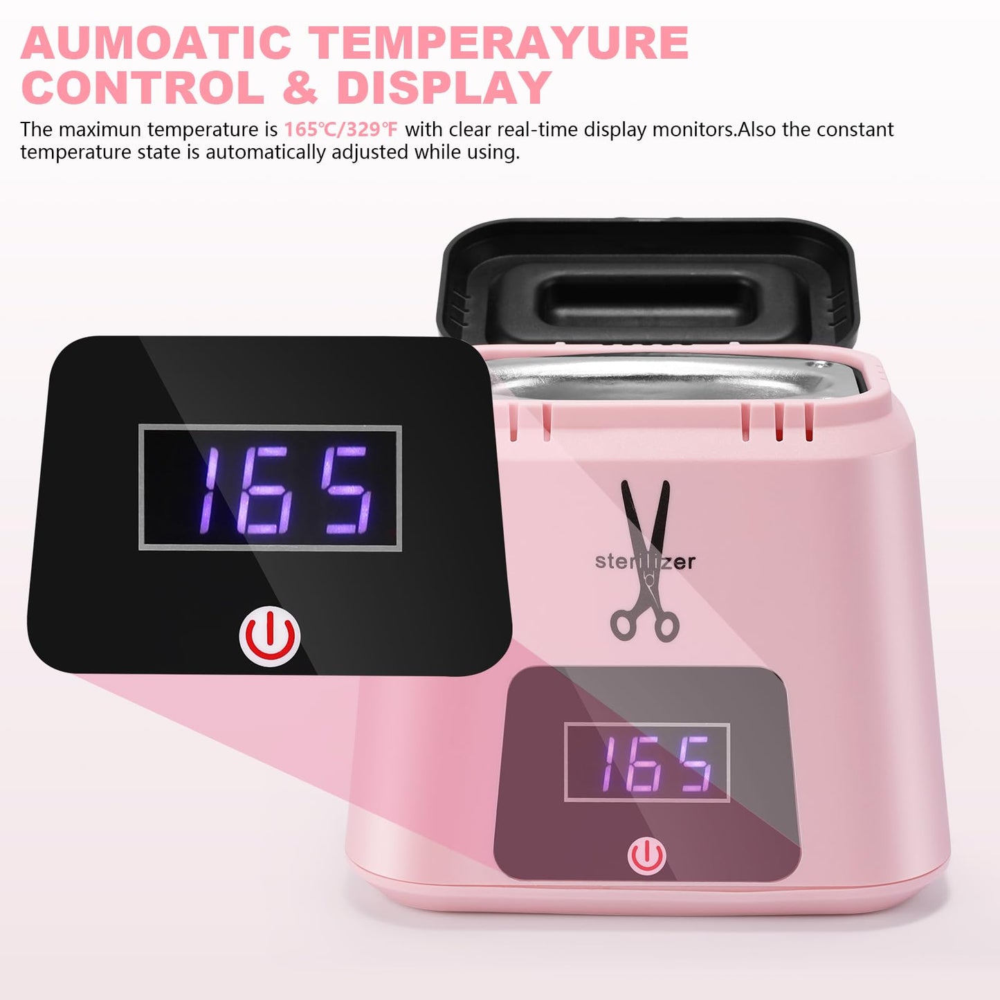 Soiiw Nail Tool Sterilizer High Temperature 329℉ for Nail Tools Portable with Glass Beads for Metal Tools Salon & Esthetician Supplies