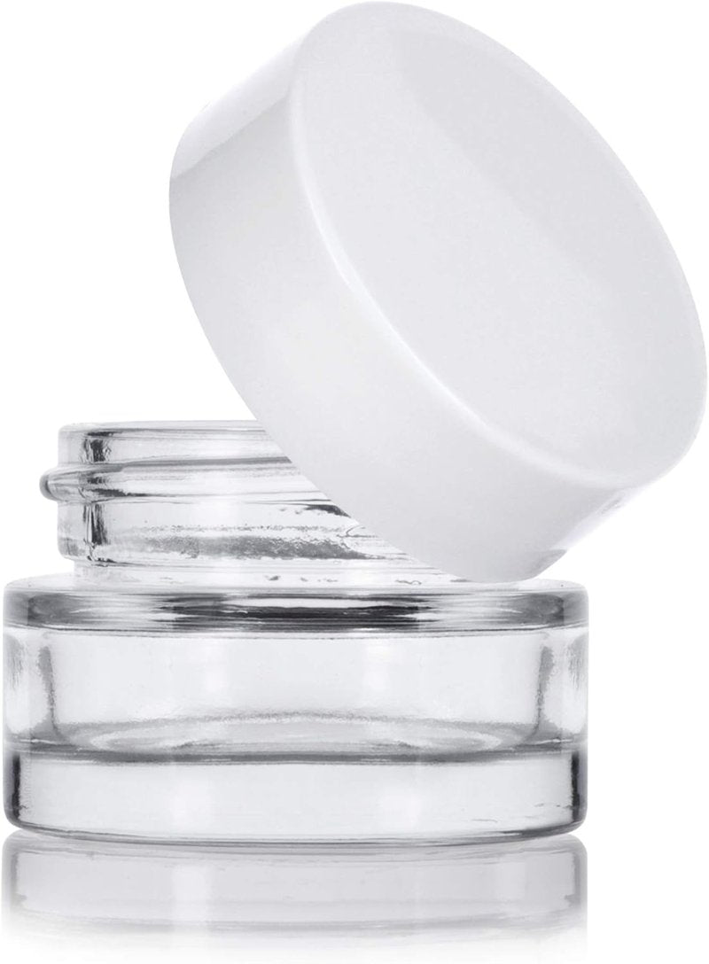 Clear Glass Balm Jars - 0.25 Oz Thick Wall with Foam Lined Lids | 12 Pack