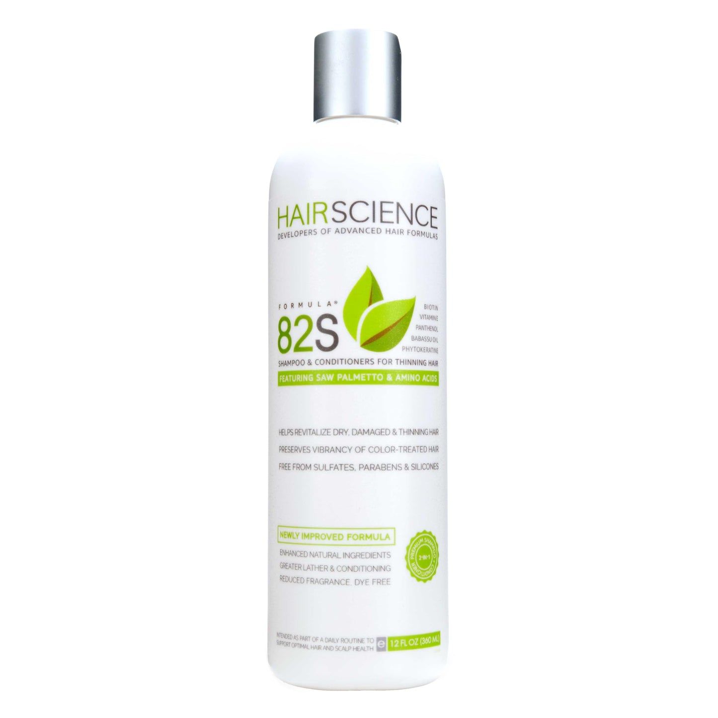 Hair Science Formula 82S | Scalp & Hair Health Shampoo | With Saw Palmetto & Biotin | For Volume, Strength & Thinning Concerns | Sulfate-Free | 12 oz