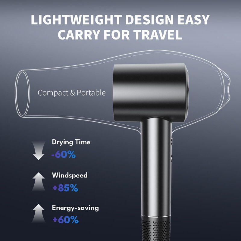 VTT Hair Dryer, 150000 RPM High Speed Blow Dryer for Fast Drying, Low Noise, Lightweight Design for Home & Travel Use, Perfect for Men, Women, and Professionals