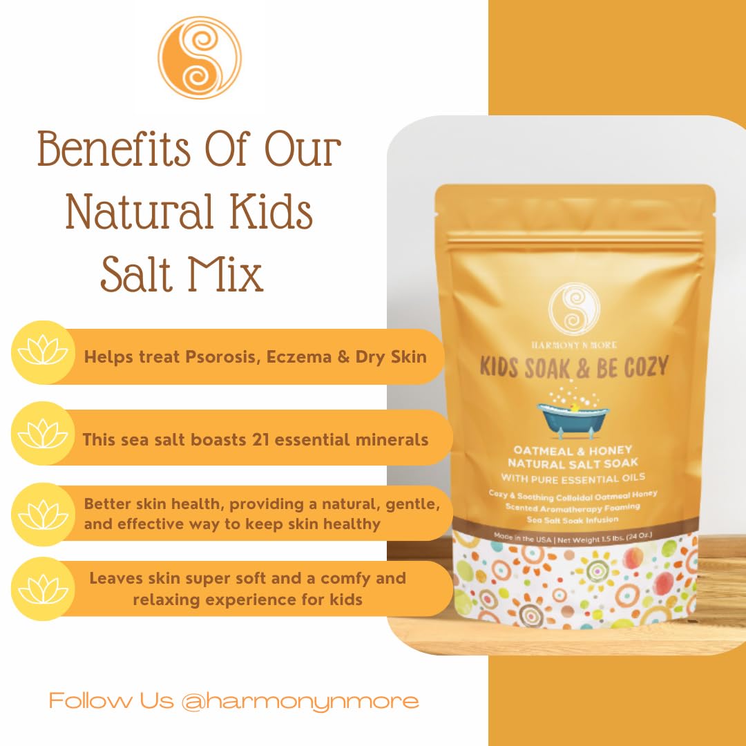 Harmony N More Natural Pacific Sea Salt - Tub Time Foaming Bath Salt Soak - Relaxing and Nourishing - All Natural with Goat Milk Powder, Lavender Essential Oil, Vitamins and Minerals – 24oz