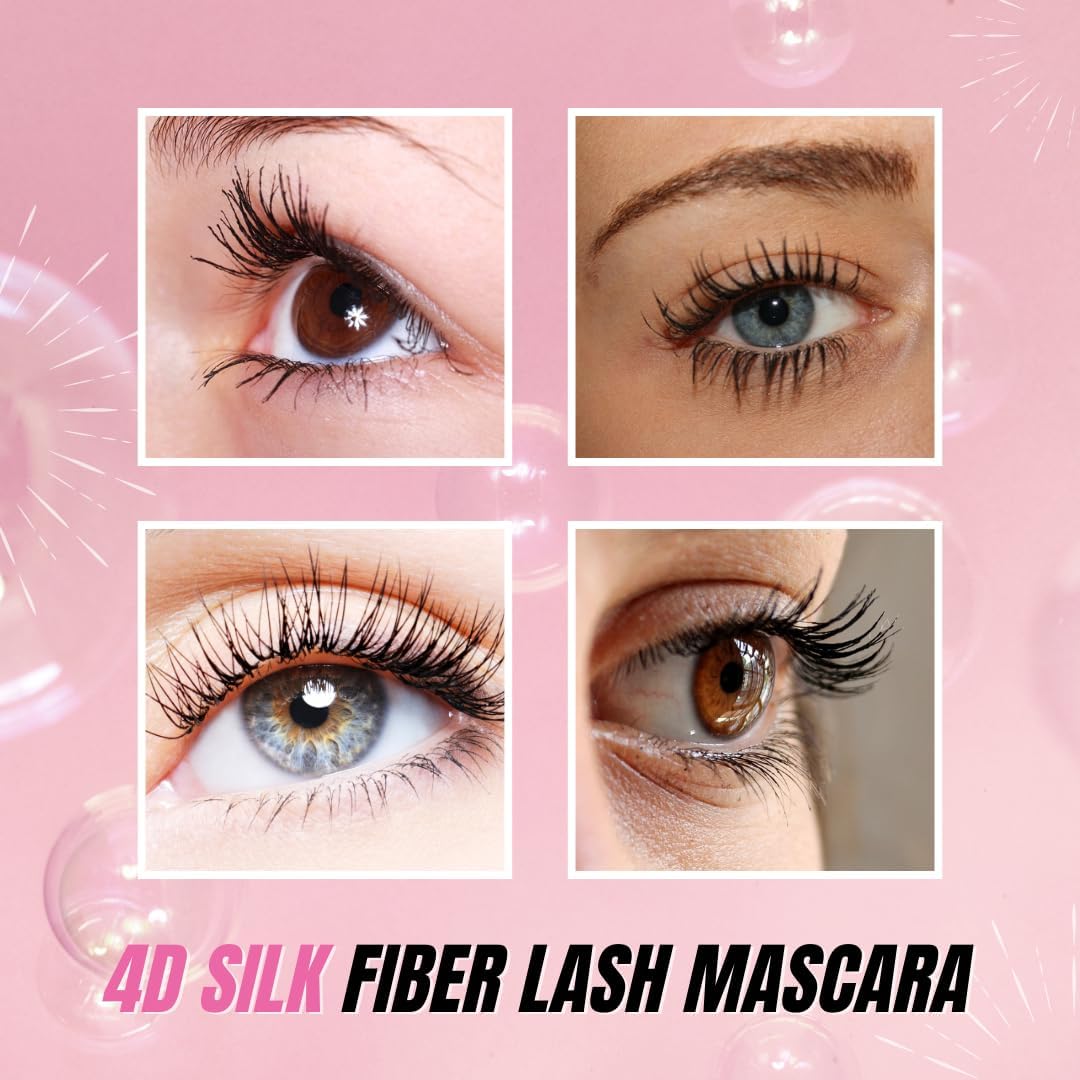 Two Pack: Silk Fiber Mascara 4D, Lengthening and Thickening, Secret Xpress Control - Long Lasting & Smudge-Proof, All Day Exquisitely Full, Long, Thick, Lashes