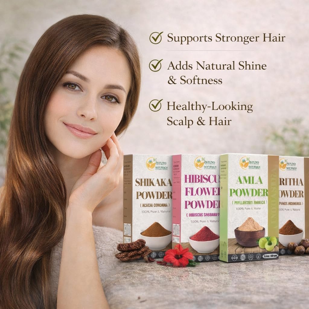 Herbs Botanica Herbal Hair Mask Combo Brahmi, Reetha (Aritha), Shikakai, Hibiscus, Amla Powder 5.3 oz Each Total 1.65lbs For Hair Growth, Scalp Health