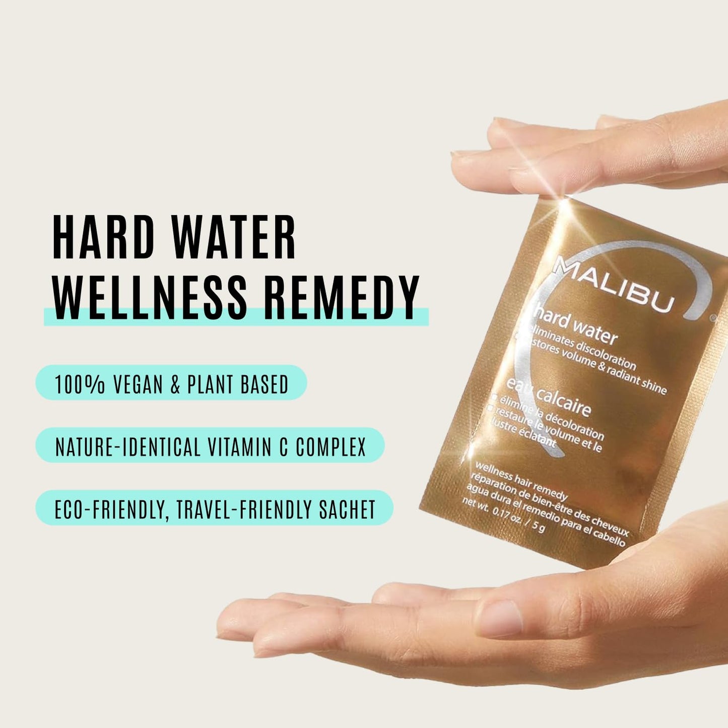 Malibu C Hard Water Hair Remedy - Chelating Treatment Packets for Mineral Buildup & Scalp Detox - Removes Deposits, Prevents Discoloration, Restores Shine - Vegan Hair Care Products, 3 Packets