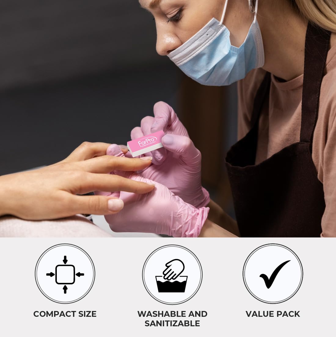 Sparkle Mini Buffer Sheets - Pre-Cut Double-Sided Nail Buffers, 39-Count Pack of 6, 400/4000 Grit, Pink & White