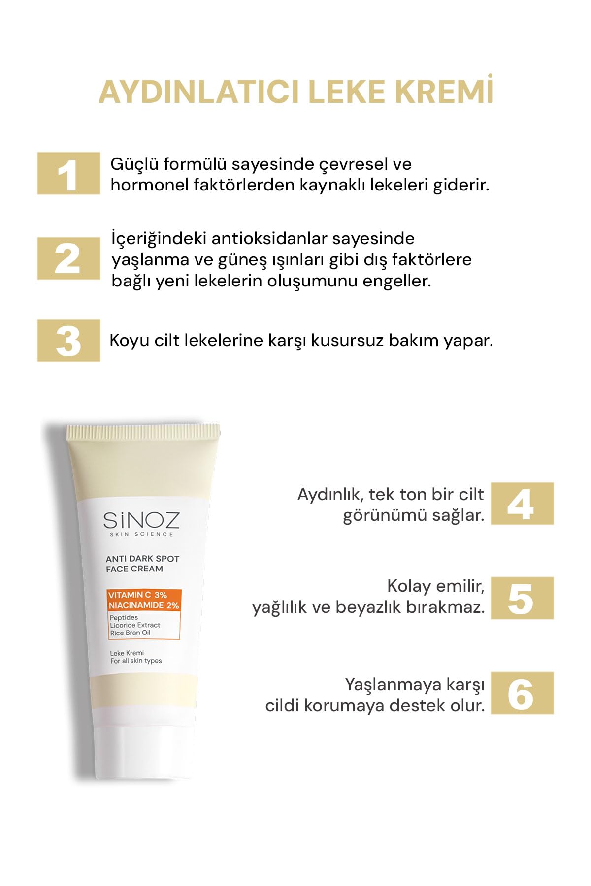 Anti Dark Spot Face Cream | 3% Vitamin C + 2% Niacinamide | For All Skin Types | Lightweight, Hydrating Formula | 50 ml/1.7 Fl Oz